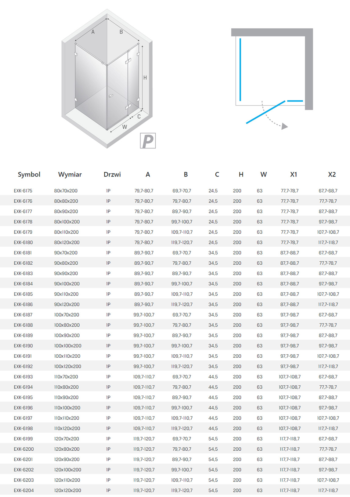 New Trendy Eventa Black chrome rysunek techniczny
